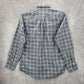 Dockers Gray Plaid Button Down Work Western Long Sleeve Cotton Shirt Small