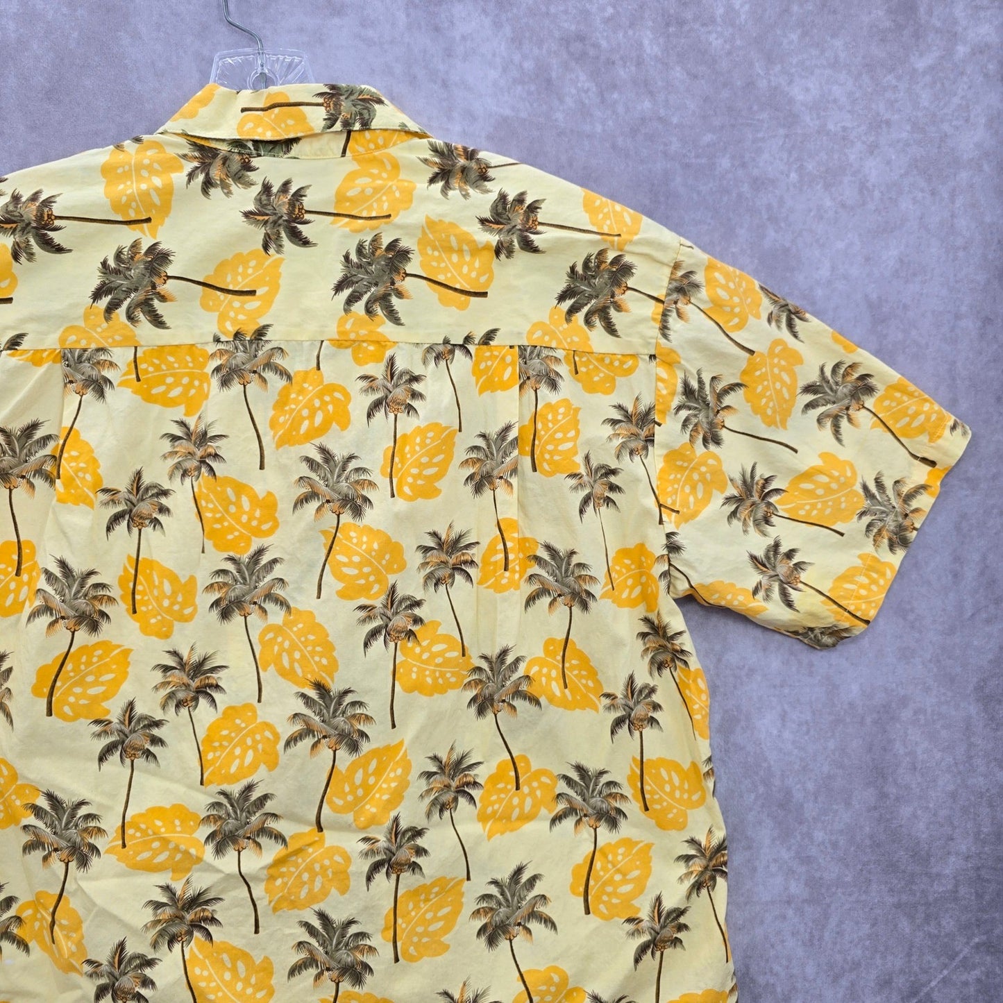 Blue Wave Yellow Palm Tropical Surf Island Vintage Cotton Relax Hawaiian Shirt M