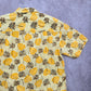Blue Wave Yellow Palm Tropical Surf Island Vintage Cotton Relax Hawaiian Shirt M
