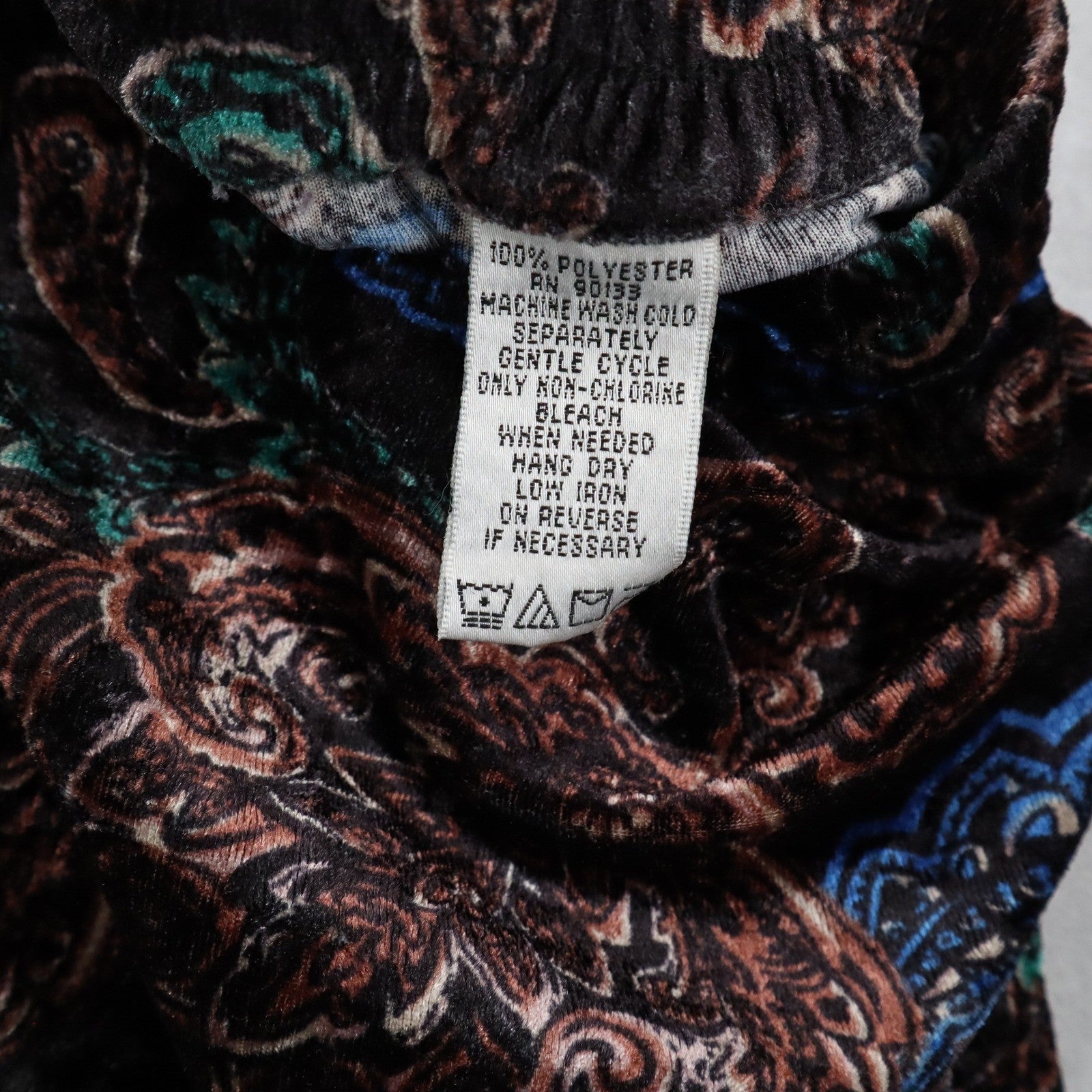 Joan Rivers Black Wide Leg Pull On Velvet Paisley Vintage Whimsy Pants Small