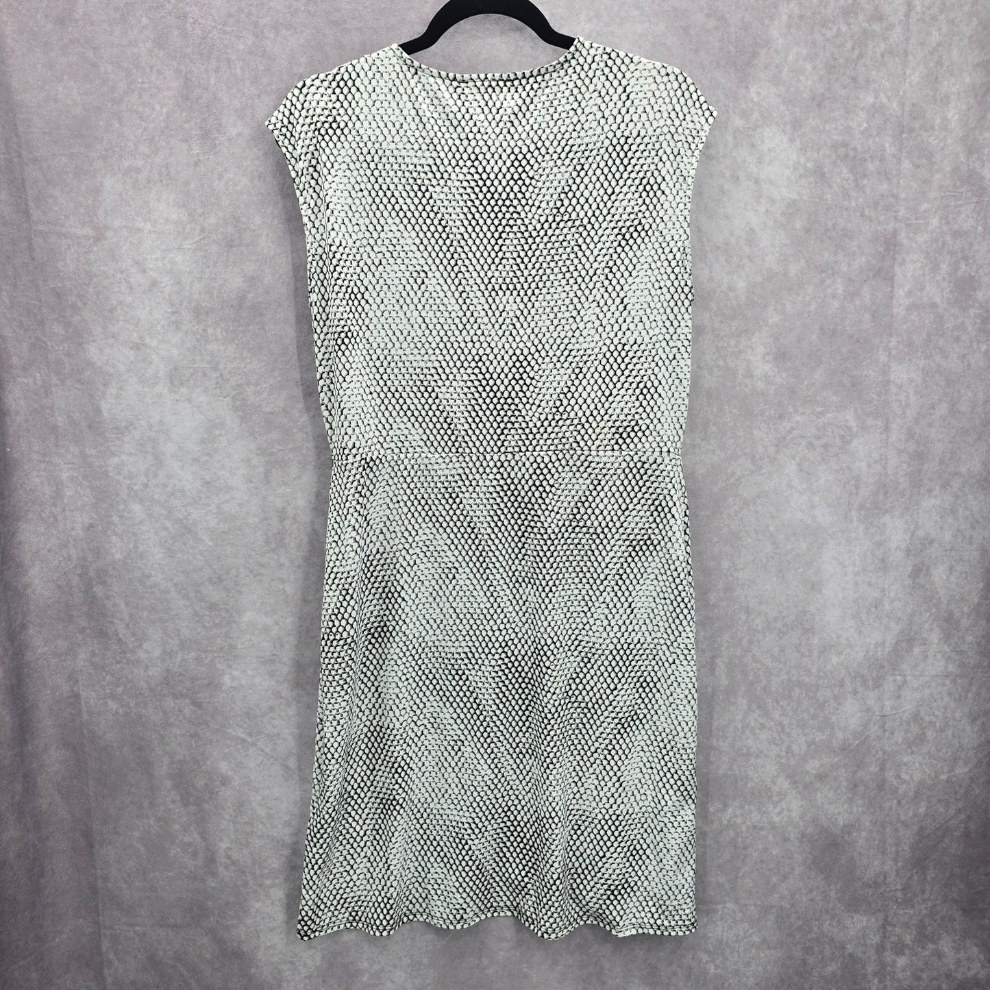 Michael Kors Black White Wrap Midi Knee Length Short Sleeve Dress Large