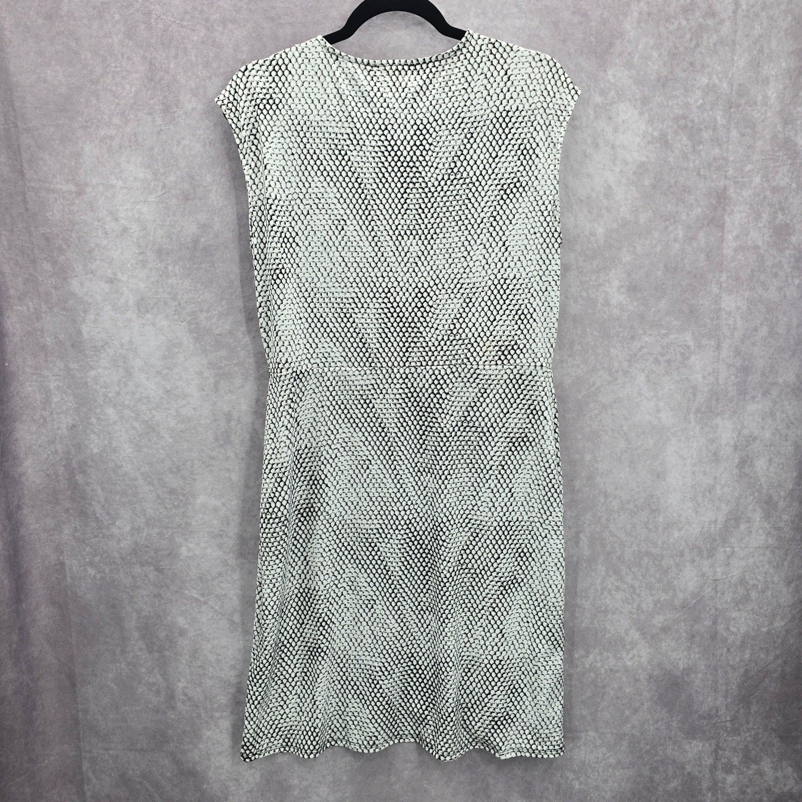 Michael Kors Black White Wrap Midi Knee Length Short Sleeve Dress Large