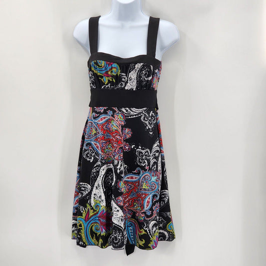 Speechless Black Paisley Floral Multicolor Print Sleeveless Mini Dress Small