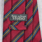 Daniel De Fasson Studio Red Blue Stripe Plaid 100% Silk Men's Neck Tie Executive