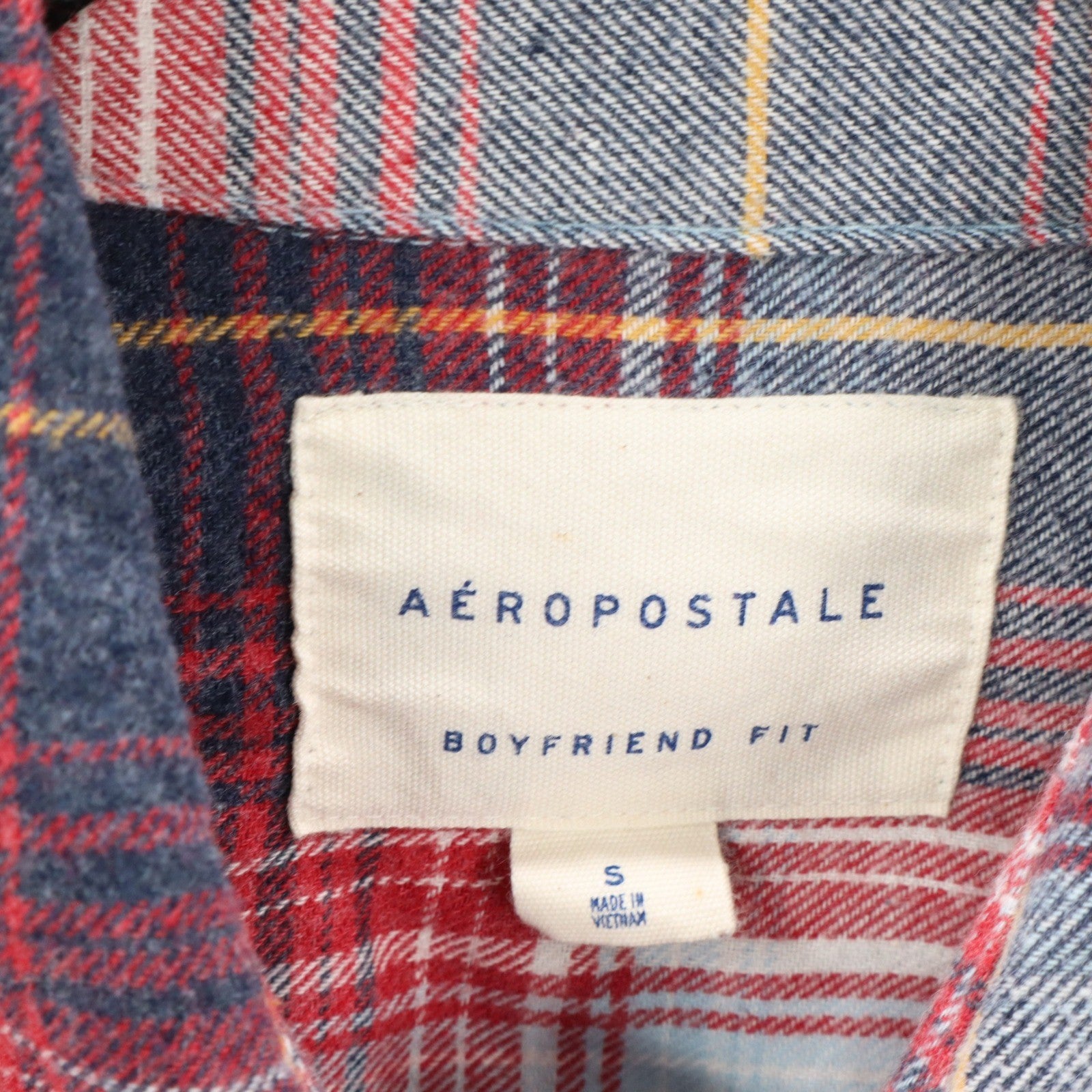 Aeropostale Red Flannel Plaid Long Sleeve Button Up Western Boyfriend Fit Small