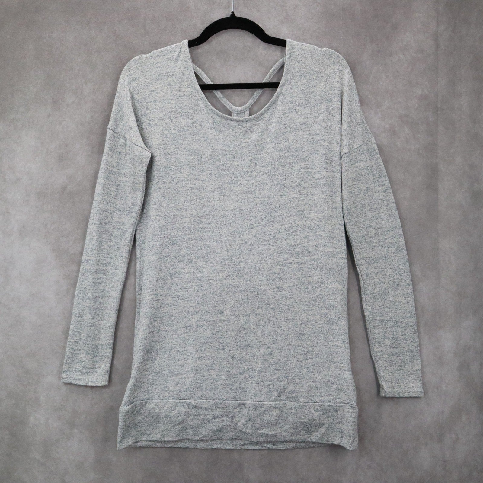 Athleta Gray Long Sleeve Knit Tunic Top Stretch Pullover Soft XS Extra Small