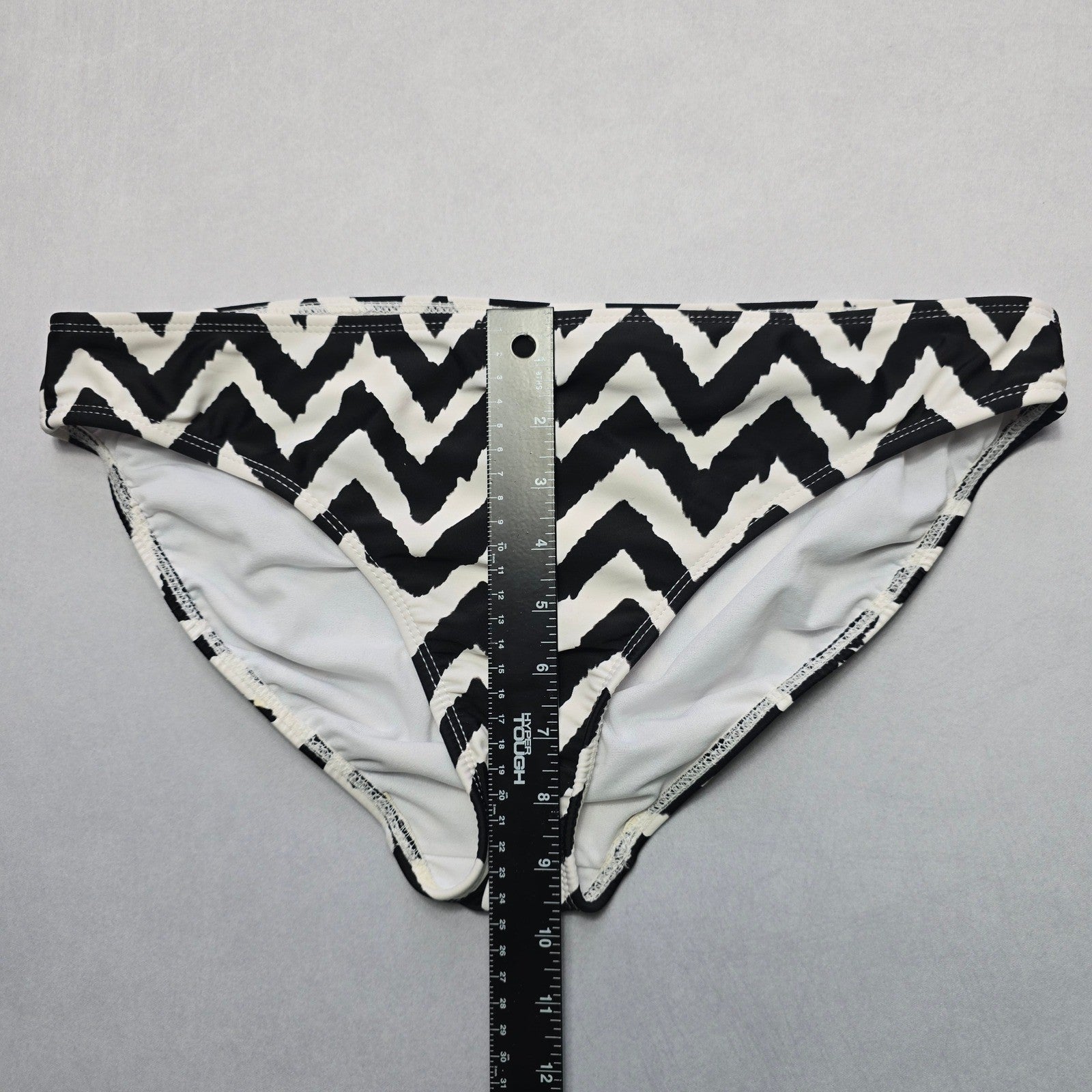 Catalina Black White Chevron Swim Beach Cheeky Flirty Bikini Bottom L Large