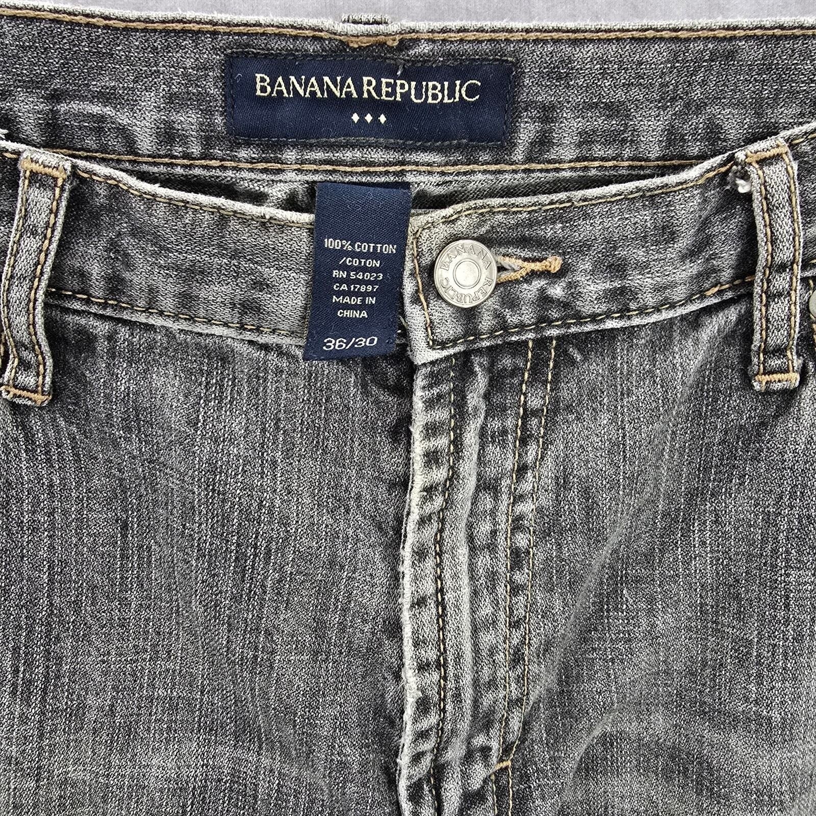Banana Republic Gray Straight Denim Jeans Pants Vintage Distressed Cotton 36x30