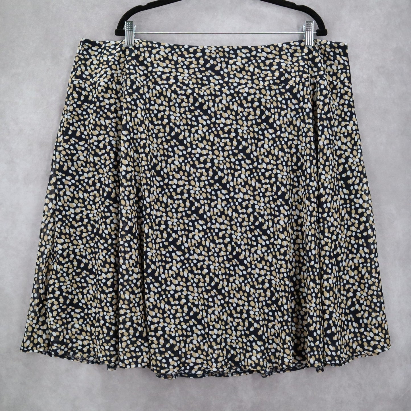 Courtenay Black Dot Flare Fun Flirty Skater Knee Length Skirt Plus 22W