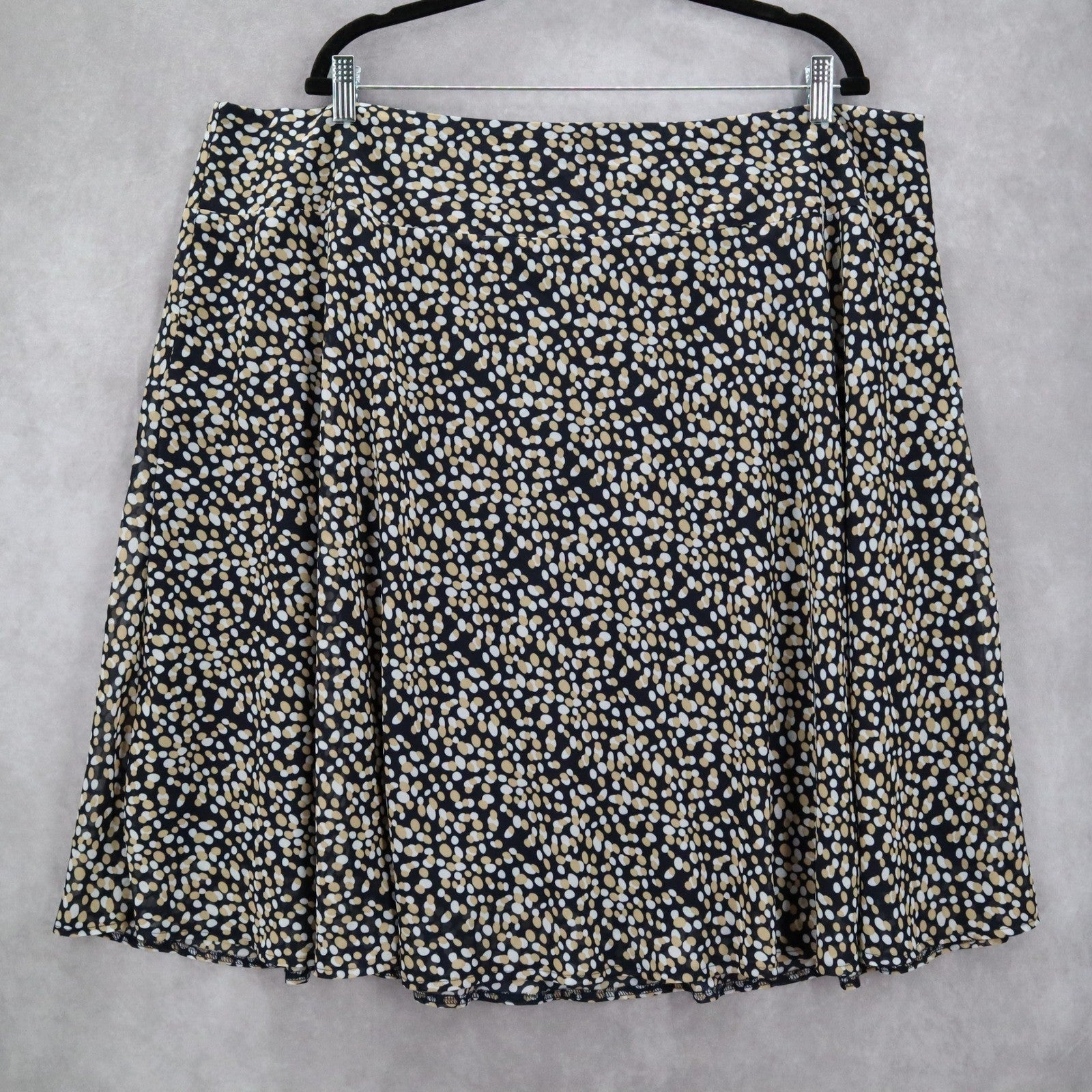 Courtenay Black Dot Flare Fun Flirty Skater Knee Length Skirt Plus 22W