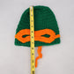 Green Crochet Cable Knit Turtle Mask Y2K Vintage Beanie Hat Cap OS