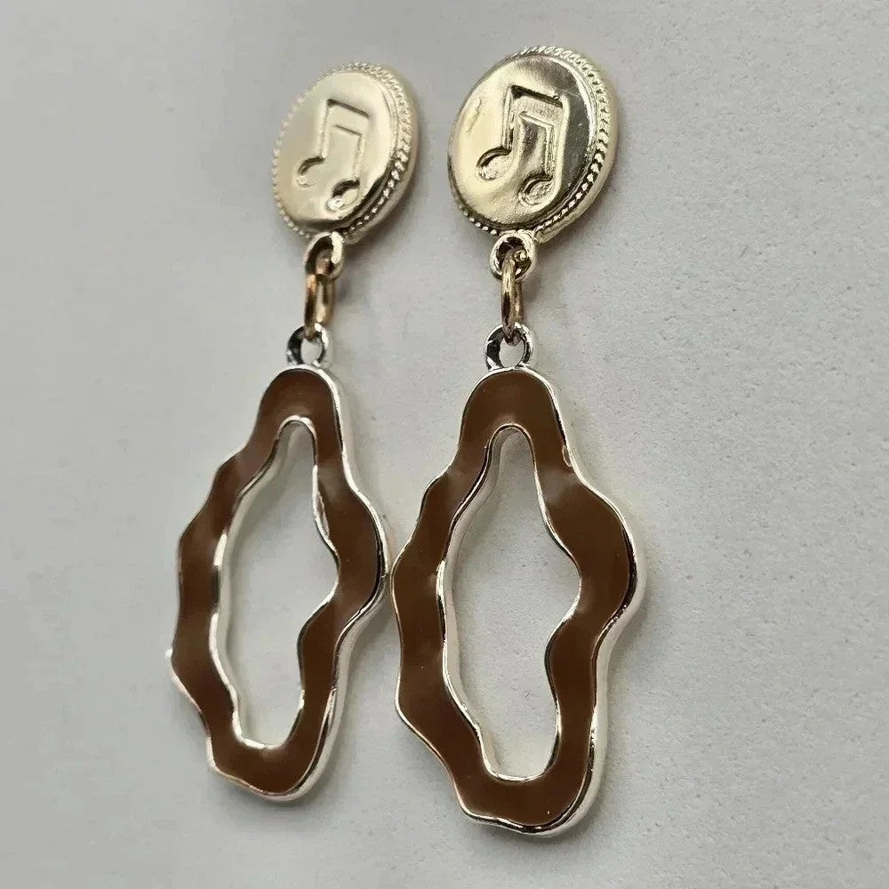 Musical Notes Gold Brown Dangle Hook Boho Retro Earrings Fashion Jewelry E29