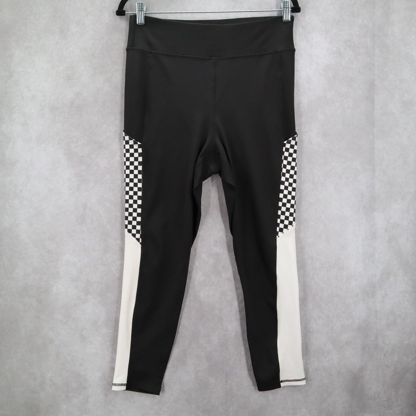 Xersion Black Checker Ankle Active Athletic Stretch Leggings Pants L Large