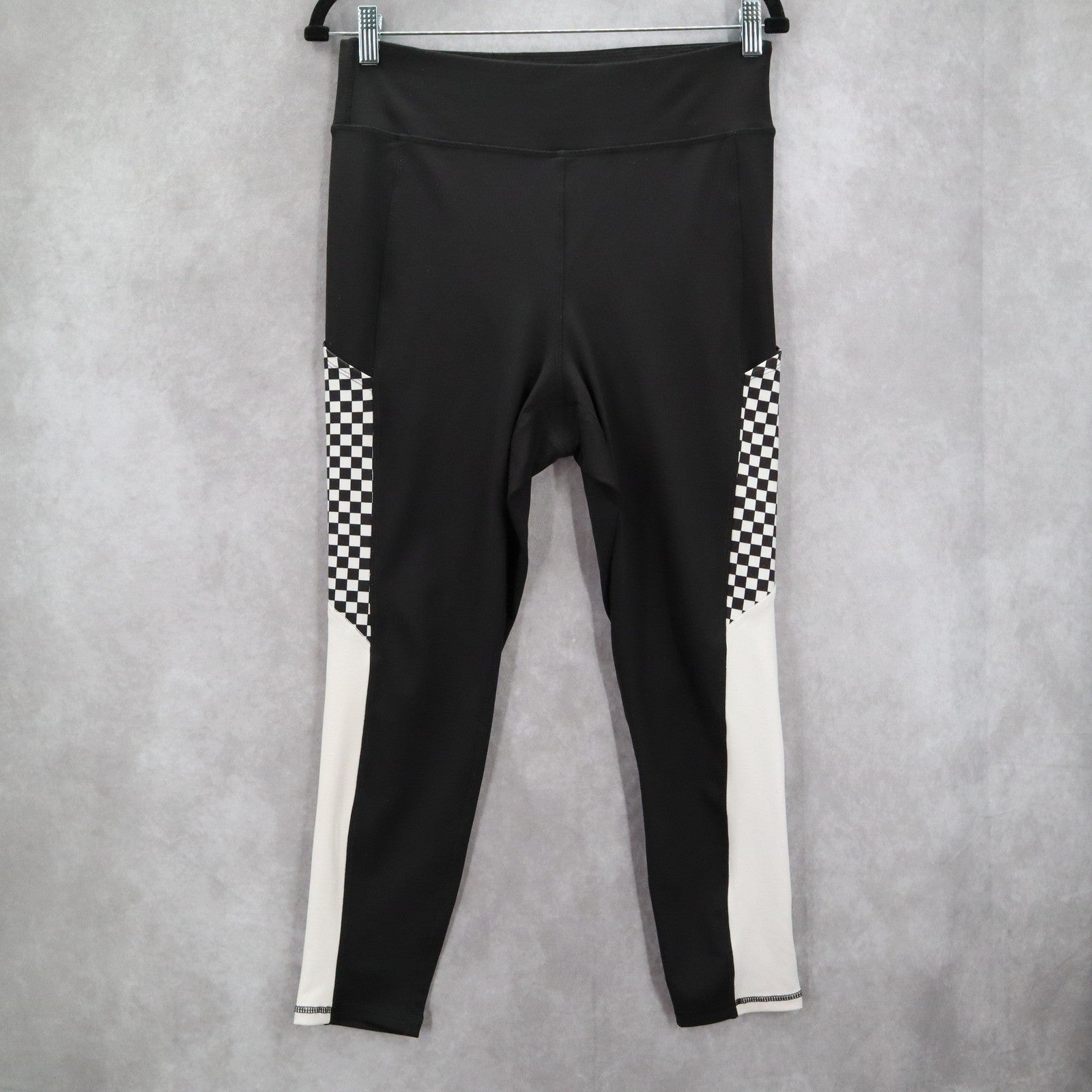 Xersion Black Checker Ankle Active Athletic Stretch Leggings Pants L Large