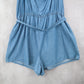 Derek Heart Blue Denim Cotton Ruffle Belt Shorts Stretch Romper Jumpsuit Plus 2X