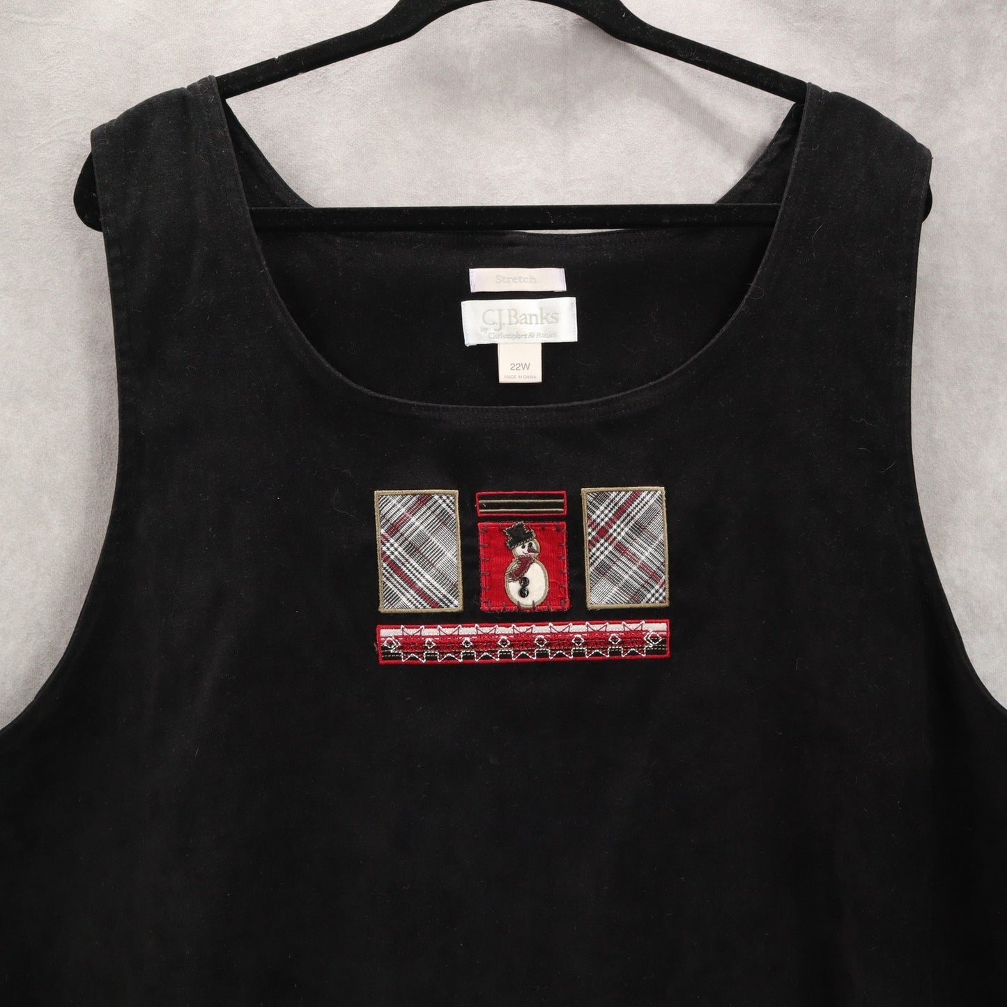 Black Snowman Vintage Christmas Holiday Granny Party Cottage Dress Plus 22W