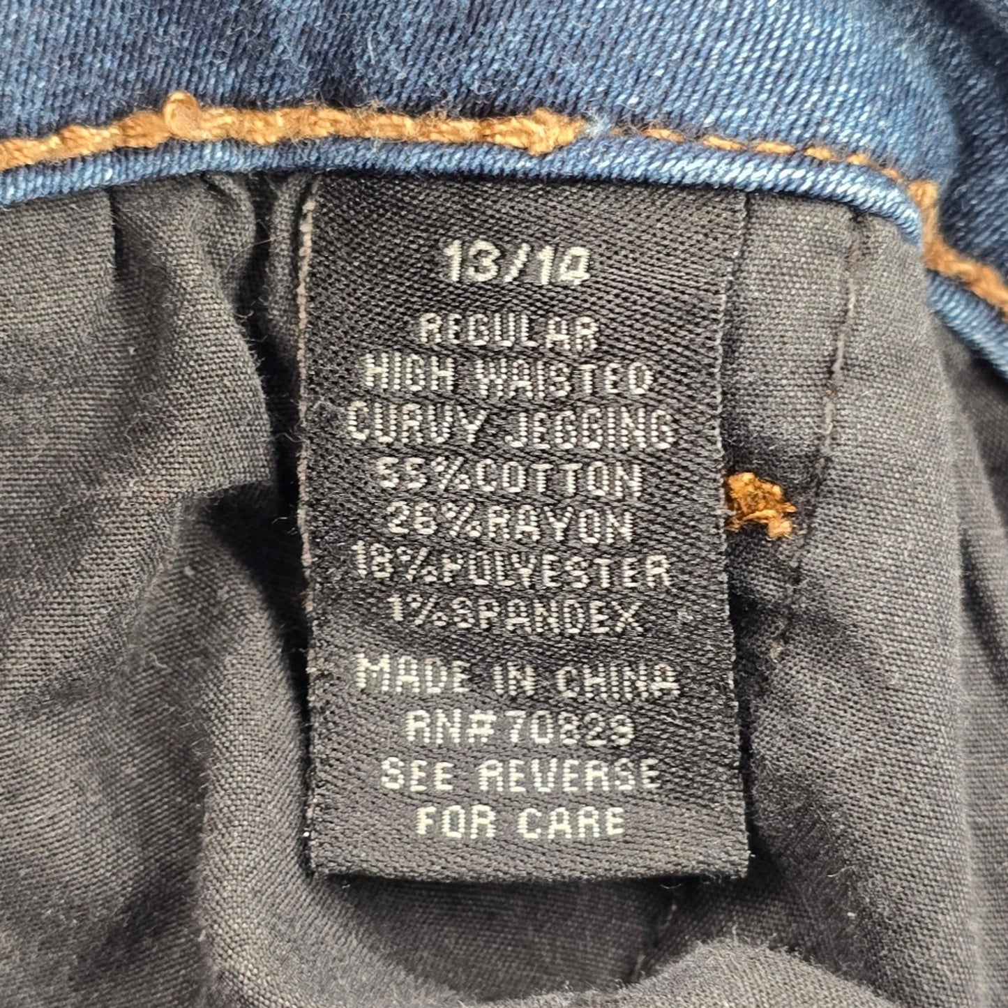 Rue21 Twentyone Black Blue Denim Pants Straight Stretch Skinny Jeans 13/14R