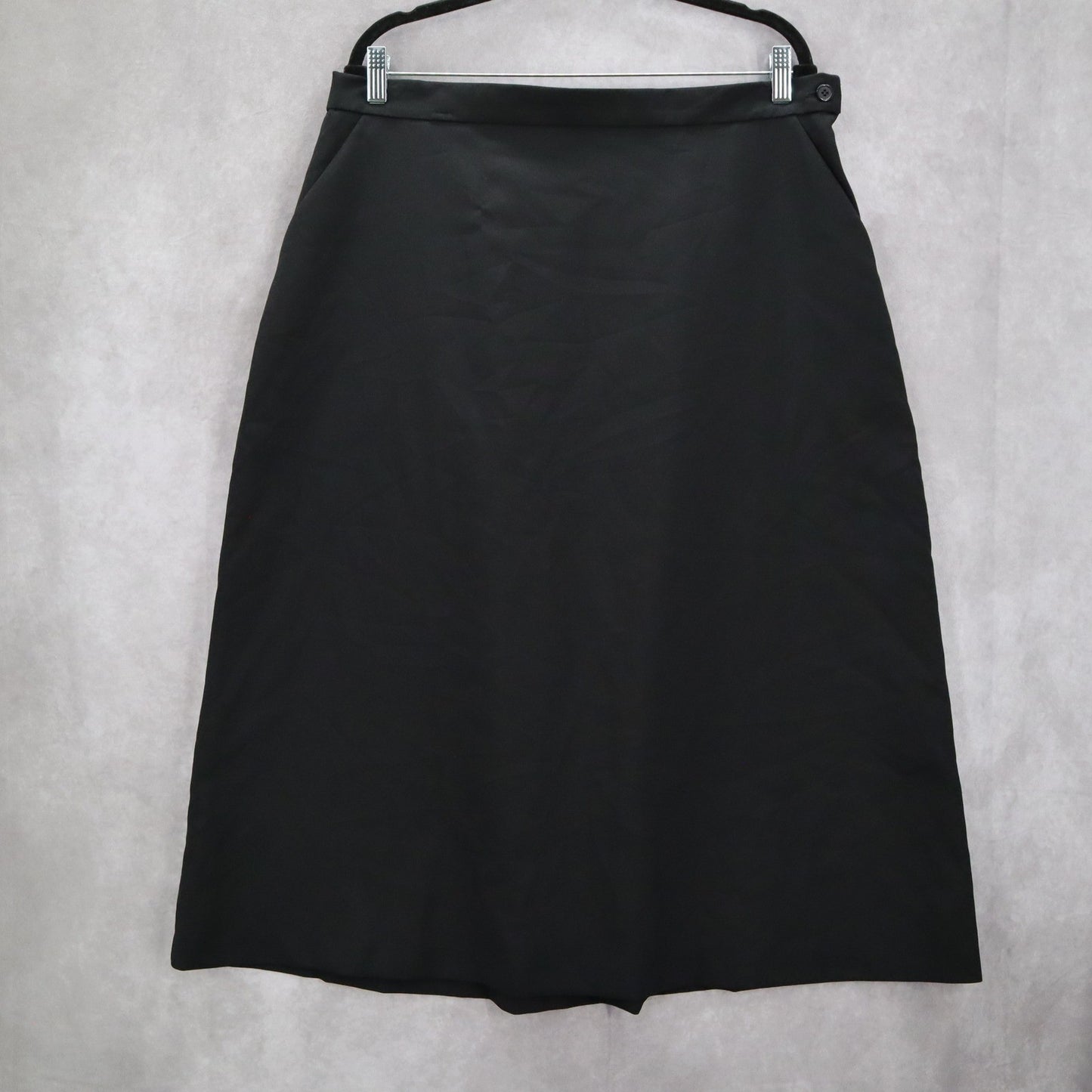 Bedford Fair Black Pull On Secretary Midi Church Pocket Flare Skirt Plus 20P