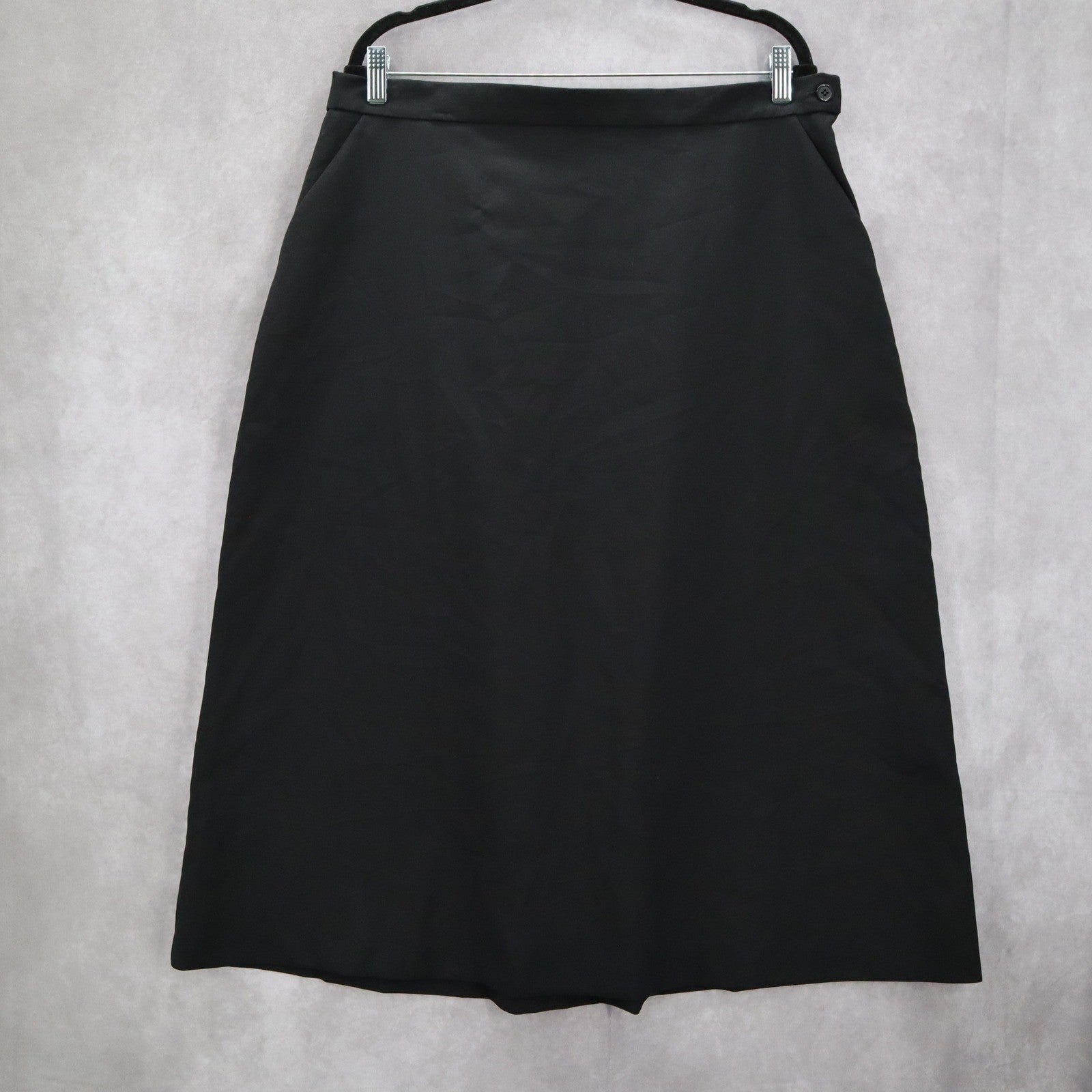 Bedford Fair Black Pull On Secretary Midi Church Pocket Flare Skirt Plus 20P