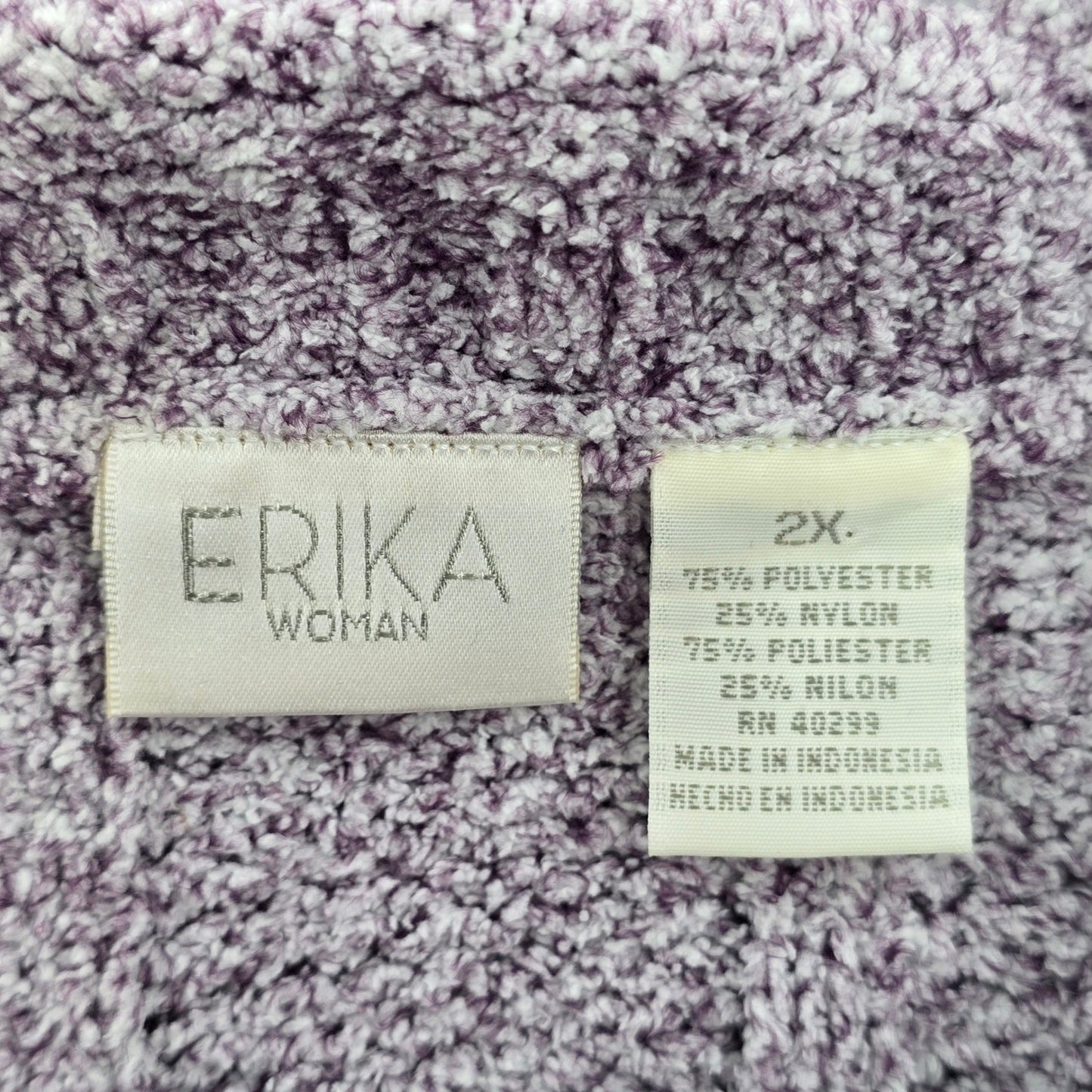 Erika Purple Chunky Oversized Ribbed Pullover Soft Y2K Chenille Sweater Plus 2X