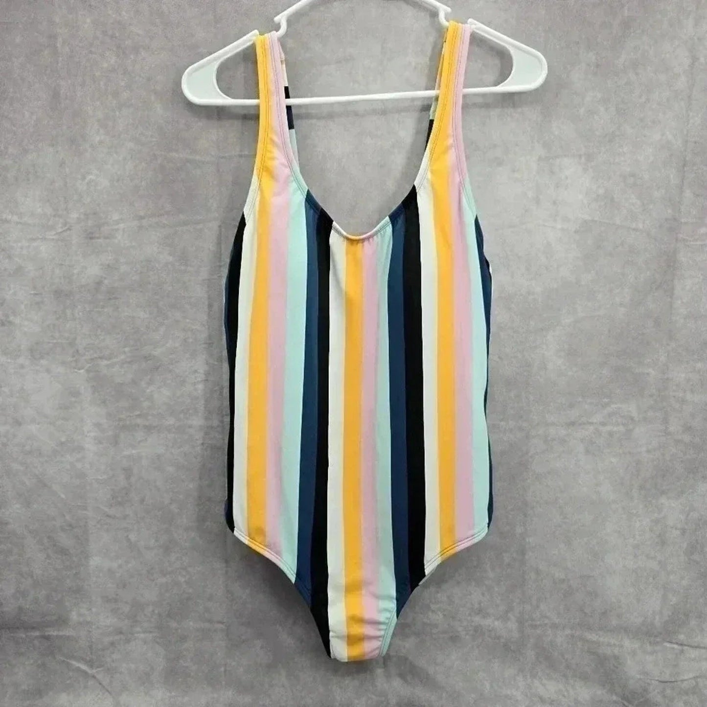 Kona Sol Striped One Piece Swim Padded Bathing Suit Body Suit Beach L Large