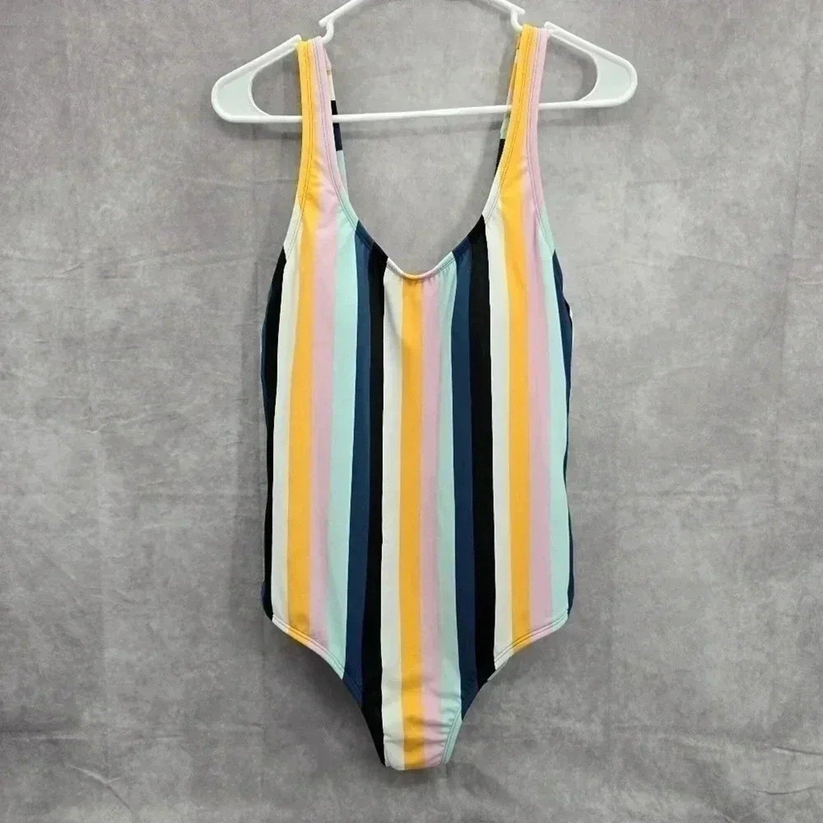Kona Sol Striped One Piece Swim Padded Bathing Suit Body Suit Beach L Large