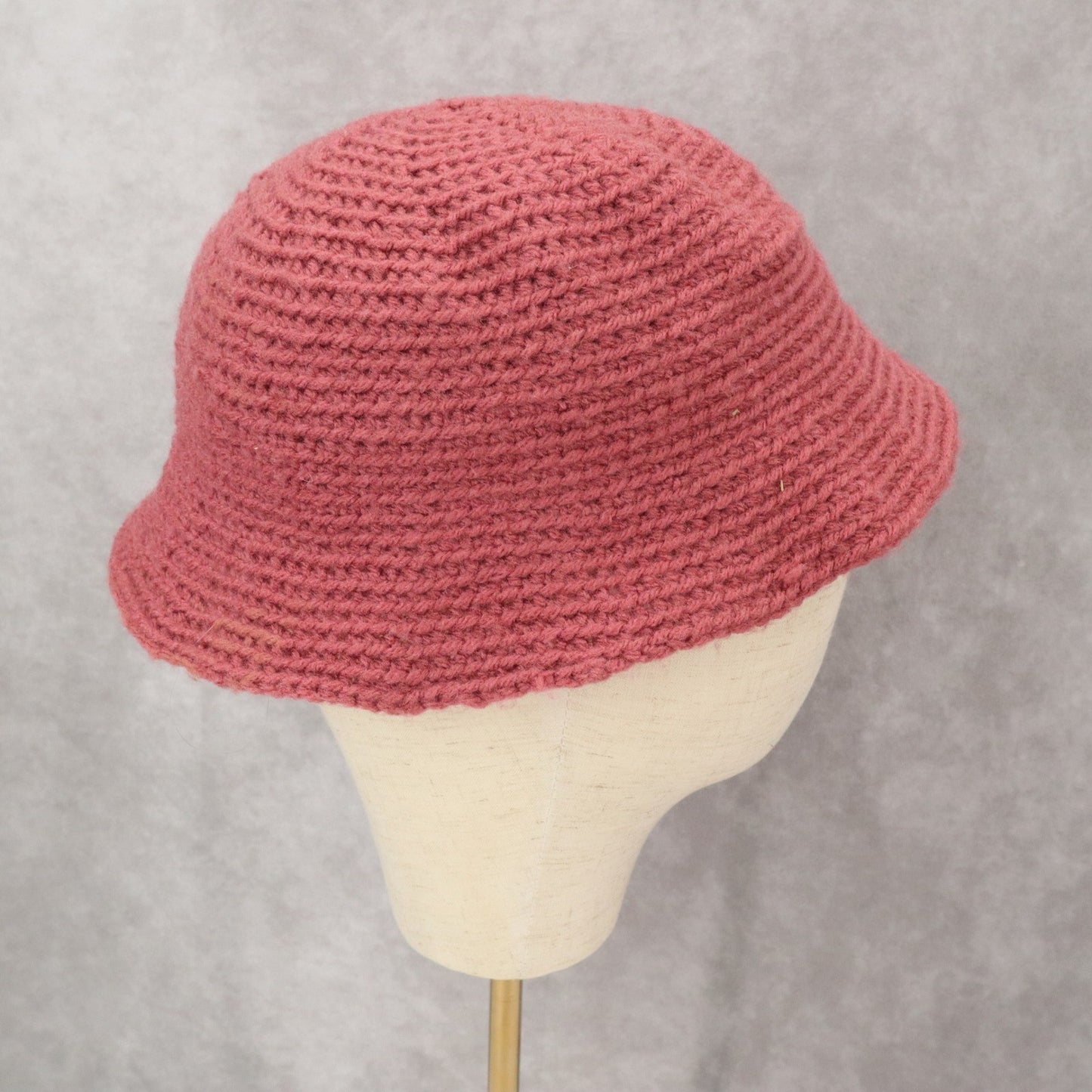 Pink Cable Knit Handmade Y2K Cozy Preppy Vintage Bucket Beanie Cap Hat