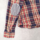 I Love H81 Blue Flannel Plaid Button Up Cotton Patch Western Patch Cowgirl Large