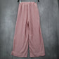 Pink Belted Wide Leg Boho Pull On Straight Leg Elastic Trousers Pant M Medium