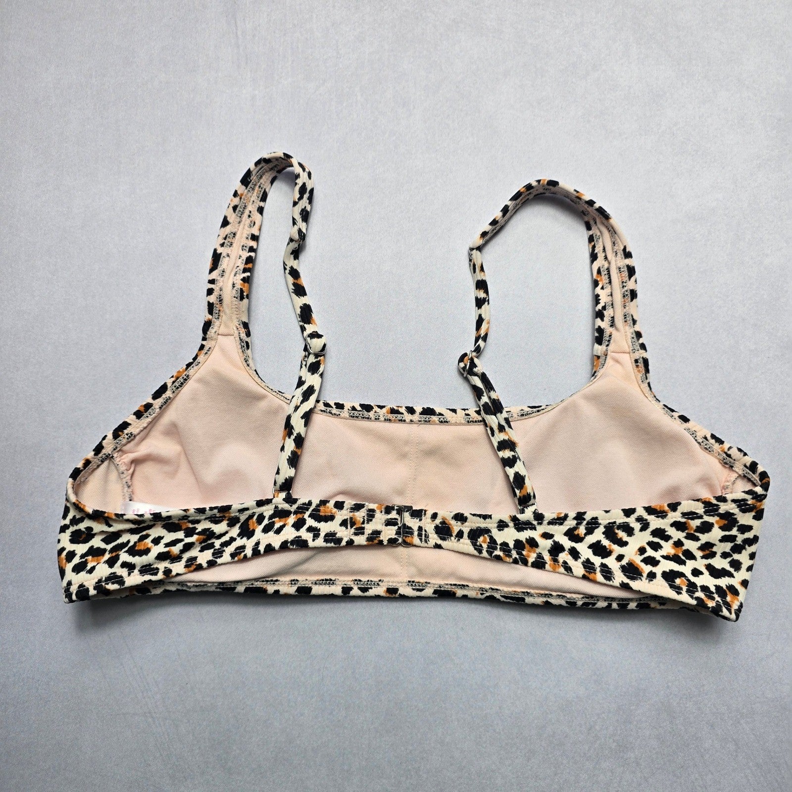 Xhilaration Cream Animal Print Swim Sports Bra Beach Bralette Bikini Top L Large