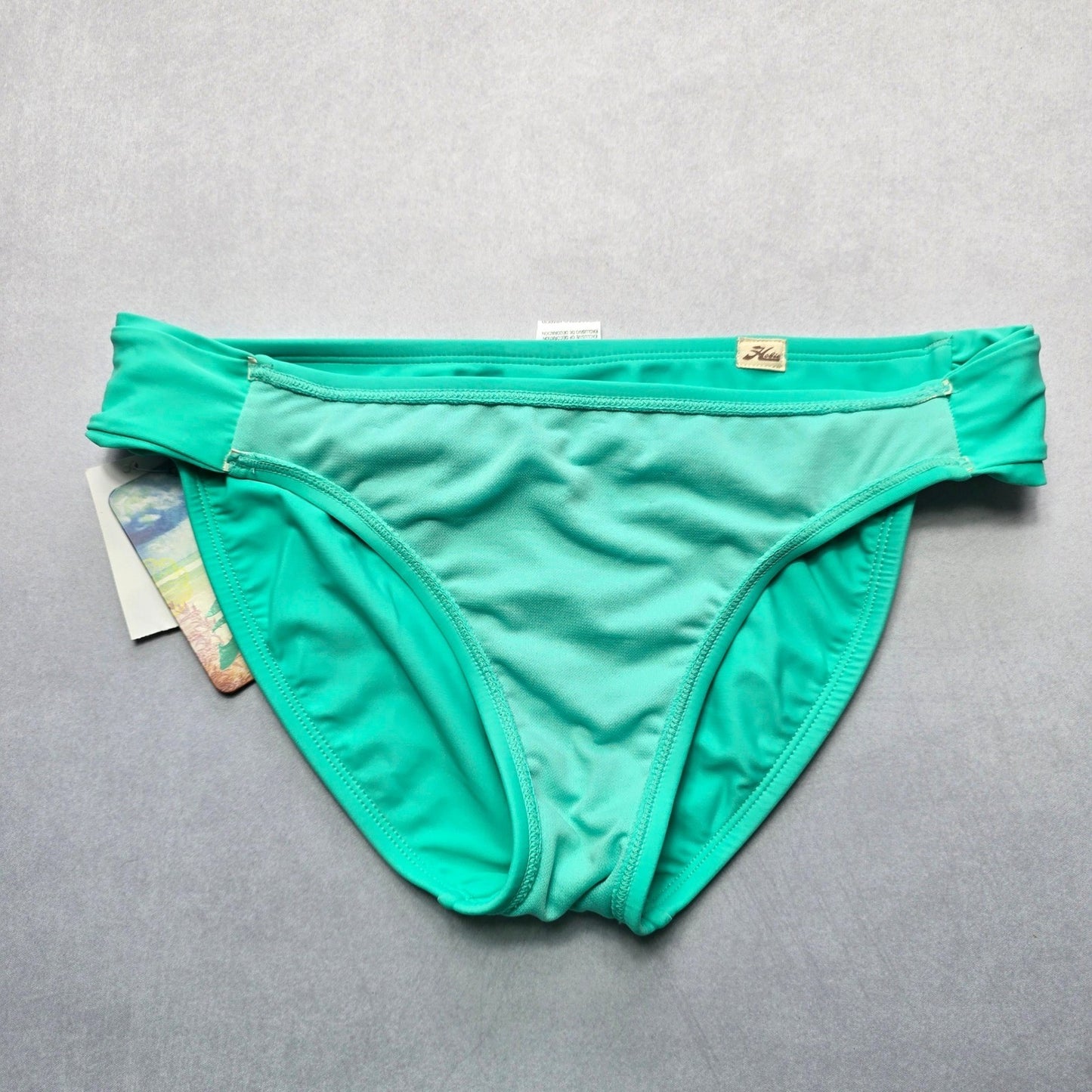 Hobie Green Bead Embroidered Floral Swim Beach Flirty Boho Bikini Bottom Large