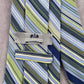 Stafford Blue Green Stripe Repp Geometric Executive Silk Neck Tie Men's
