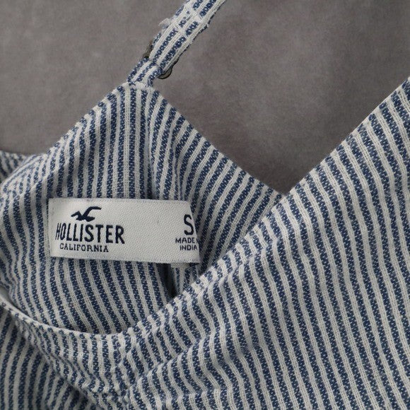 Hollister Blue Stripe Fit Flare Cutout Nautical Beach Tie Preppy Dress Small S