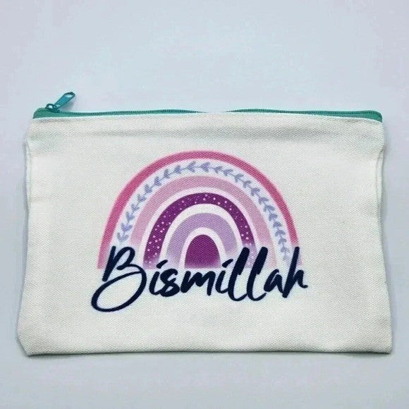 Bismillah Canvas Zipper Pencil Bag Makeup Bag Pouch Bag Handmade NWT