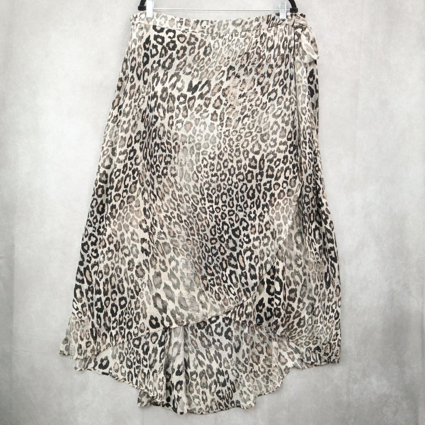 Bobeau Gray Animal Print Maxi Wrap High Low Romantic Chic Flare Skirt Plus 3X