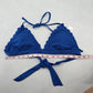 Shekini Blue Scallop Halter Tie Padded Swim Sports Bra Beach Bikini Top M Medium