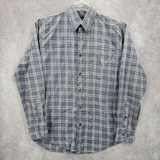 Dockers Gray Plaid Button Down Work Western Long Sleeve Cotton Shirt Small