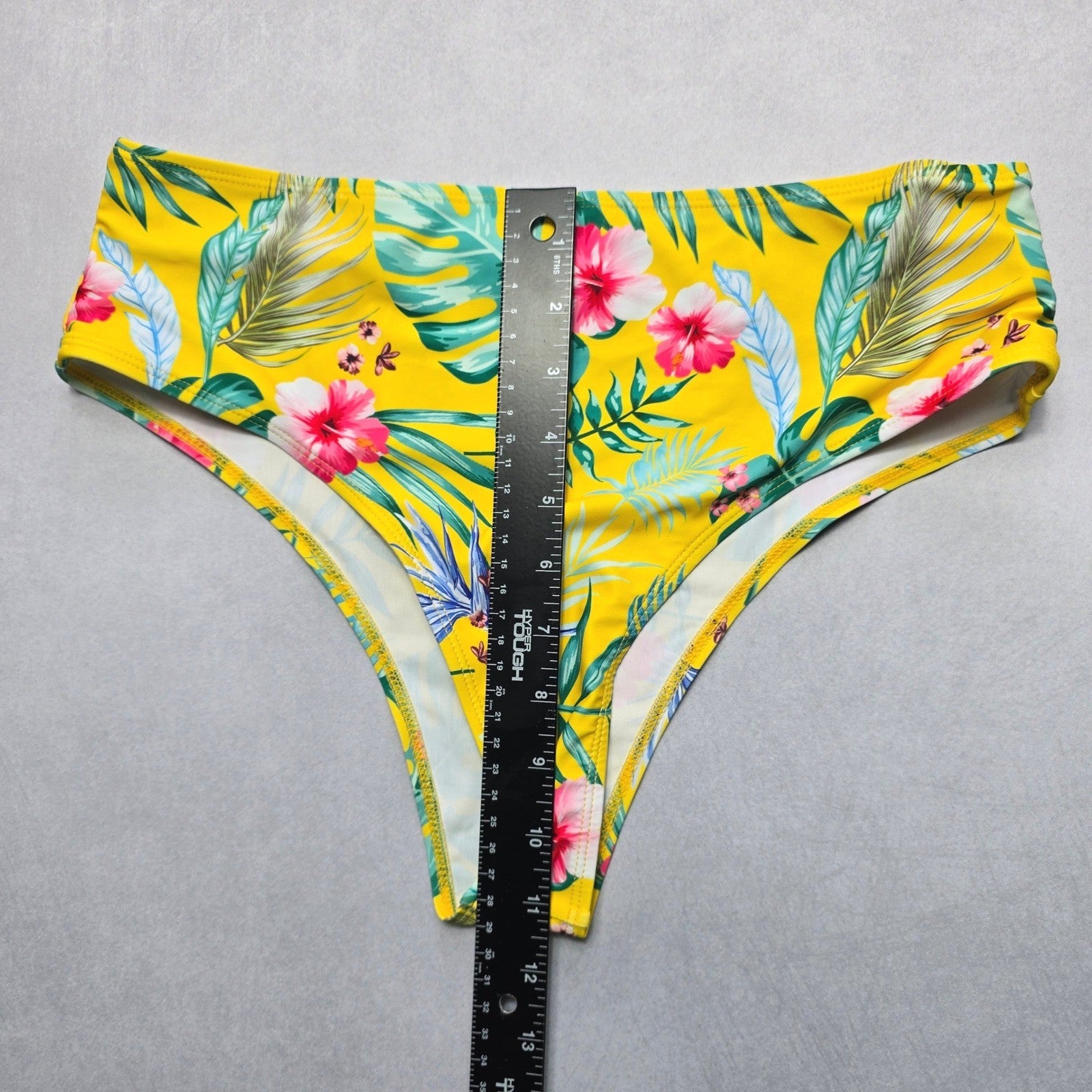 Yellow Floral Swim Beach Cheeky Flirty Boho Bikini Bottom L Large