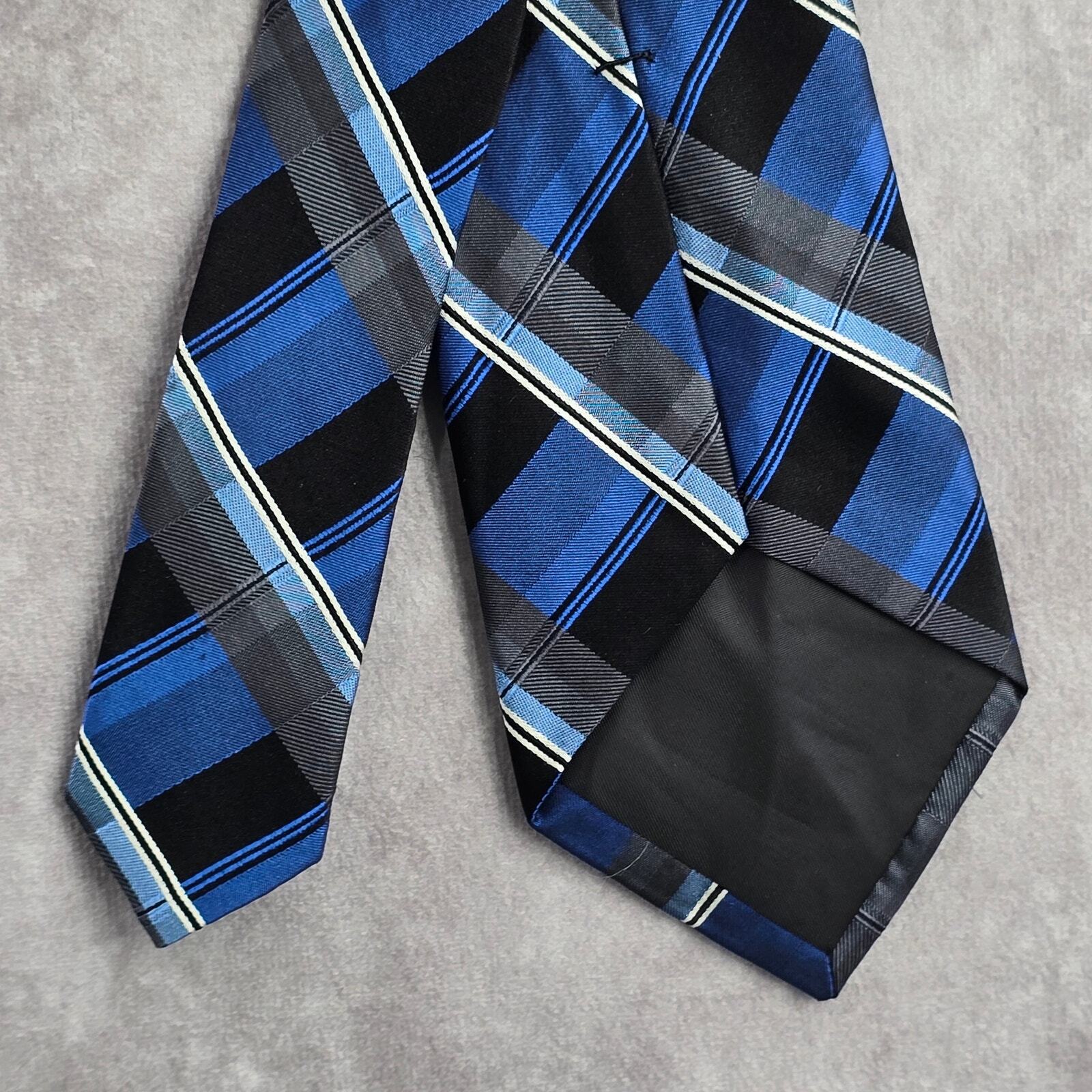 Arrow Blue Gray Black Plaid Tartan Stripe Executive 100% Silk Men's Neck Tie