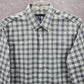 Gap Slim Fit Gray Plaid Long Sleeve Casual Work Mens Button Down Dress Shirt XL