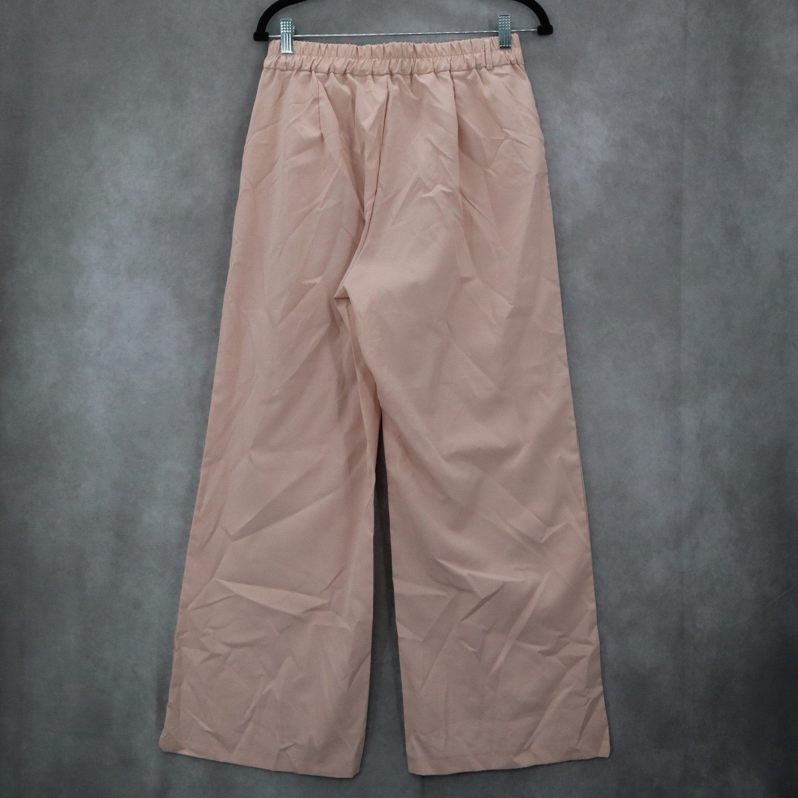 Pink Pleated Wide Leg Boho Preppy Straight Business Casual Trousers Pant L Large