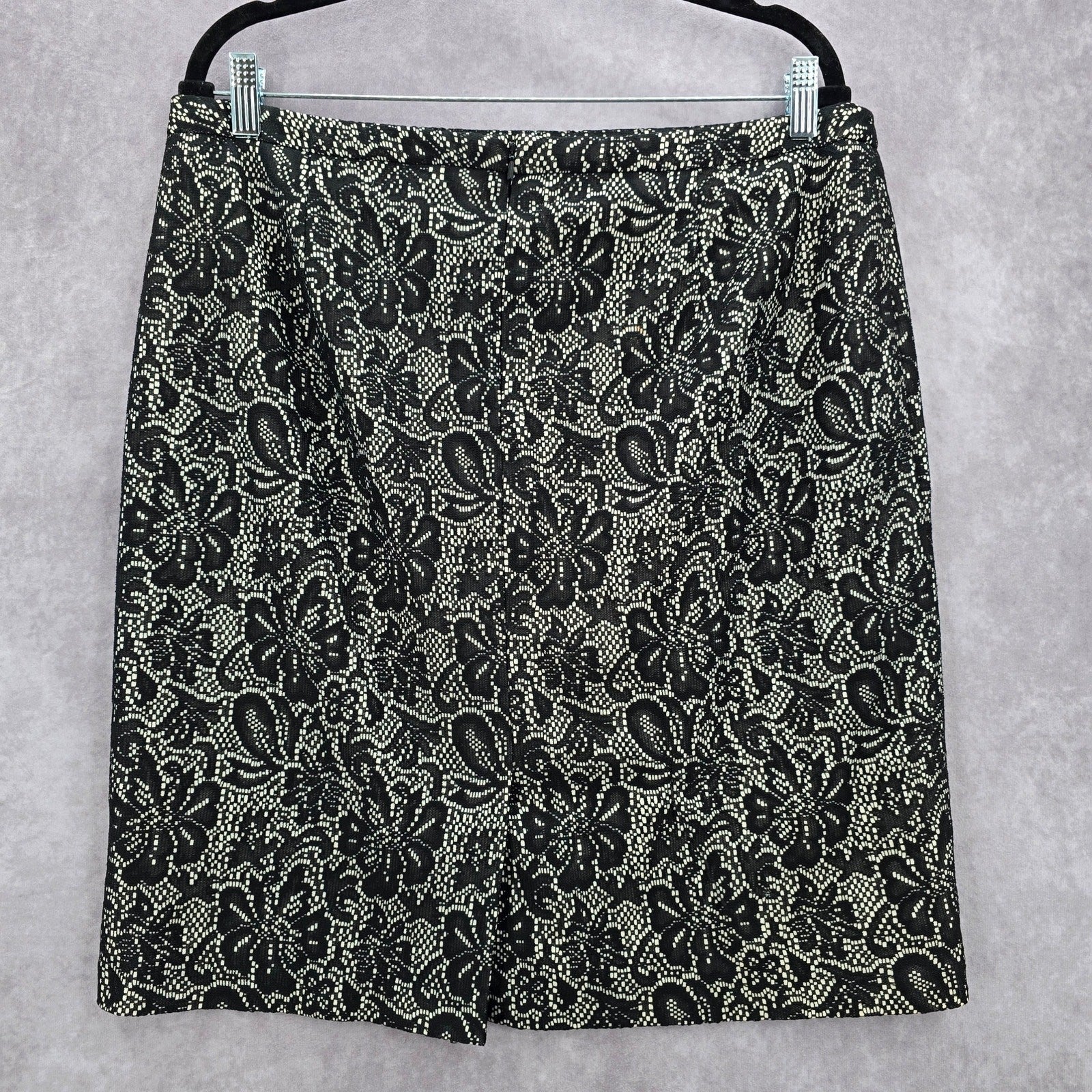 Dressbarn Black Floral Executive Pencil Mini Skirt Plus 14