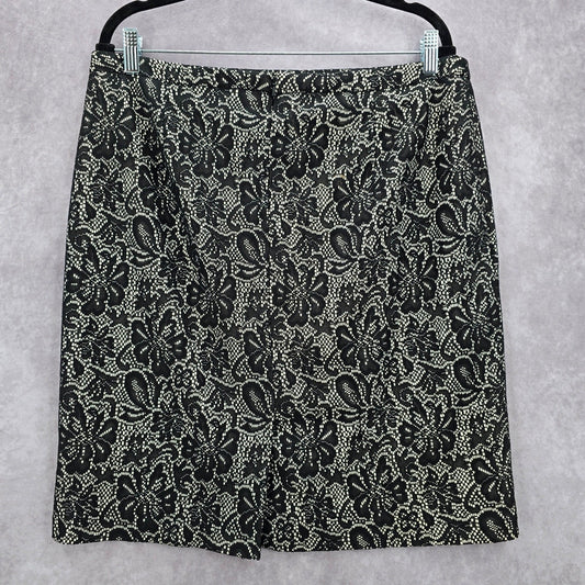 Dressbarn Black Floral Executive Pencil Mini Skirt Plus 14