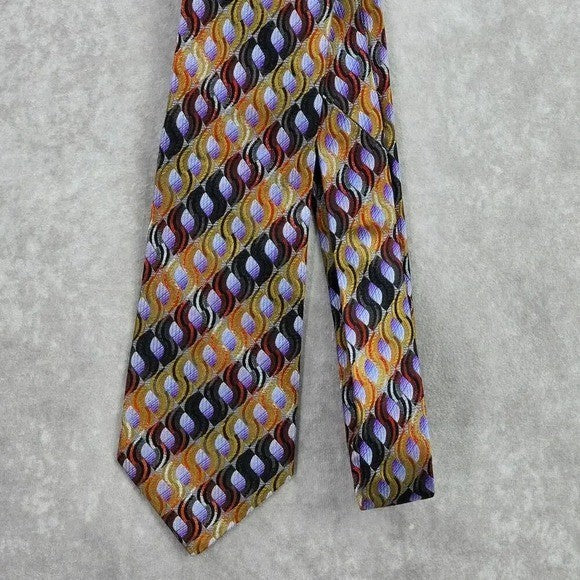 John W. Nordstrom Brown Purple Geometric 100% Silk Italy Men's Neck Tie