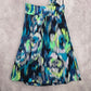 Ann Taylor Blue Green Thick One Shoulder Mini Midi Flare Abstract Dress XS 2