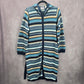 Liz Claiborne Blue Stripe Button Hoodie Knit Long Sweater Cardigan Small