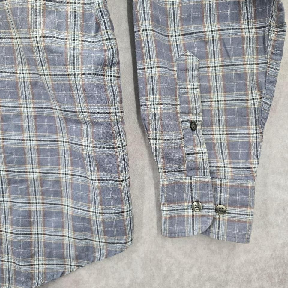 Dockers Gray Plaid Button Down Work Western Long Sleeve Cotton Shirt Small