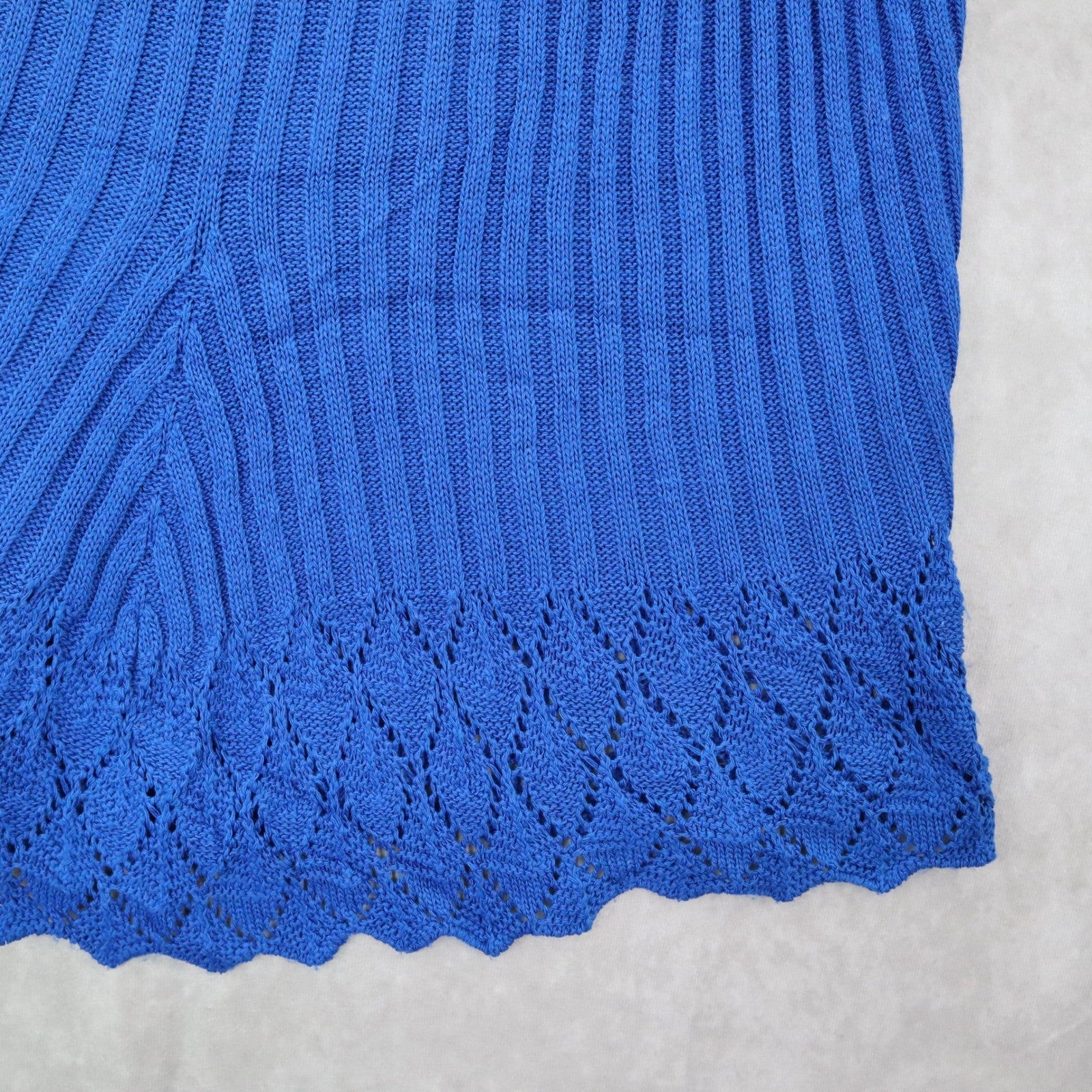 Fiorlini International Blue Sleeveless Knit Top Scallop Hem Lace Vintage 22/24