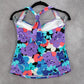 Catalina Purple Floral Halter Tie Padded Bikini Tankini Beach Boho Top S Small