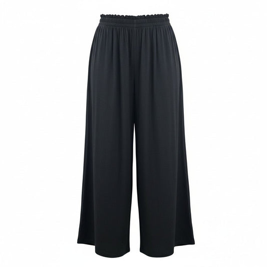 Black Wide Split Flowy Straight Beach Vacation Lounge 90s Pullon Boho Pants XS
